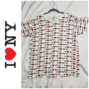 ⭐ I Love NY All-Over Graphic T-Shirt (Medium)